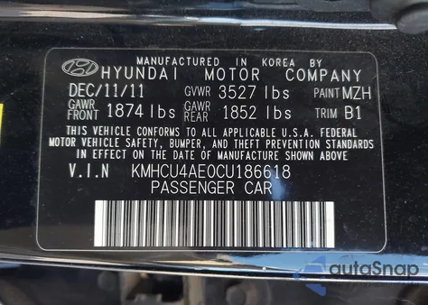 2012 Hyundai Accent Gls from USA, damaged, VIN KMHCU4AE0CU186618